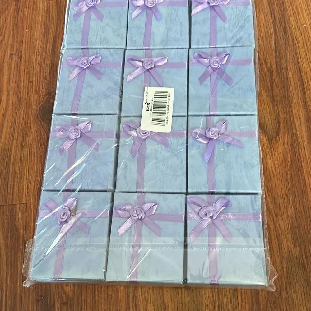 New 12 pack jewelry boxes with purple bow blue ￼2x3